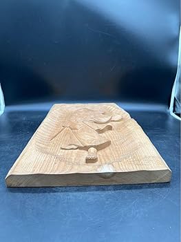 Amazon.co.jp: アイヌ 木彫り壁掛け レリーフ 侍 北海道 落款