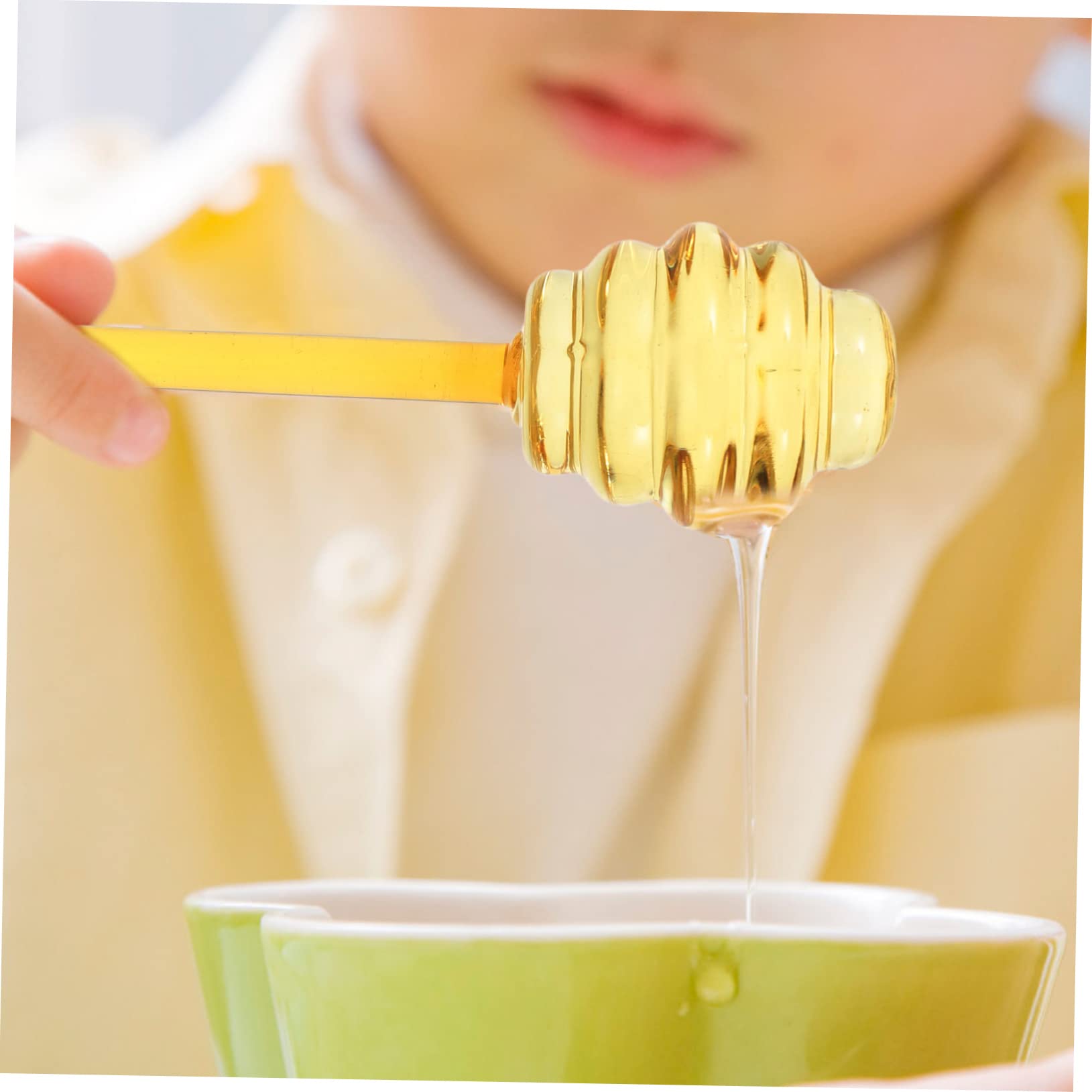 FUNOMOCYA Honey Stirrer Mini Scoops Serving Honeycomb Scoop Dipper Spoon Coffee Server Small Honey Spoon Basket Honeycomb Wand Mini Honey Jars Honey Stick Spoon Post Glass Yellow re-usable