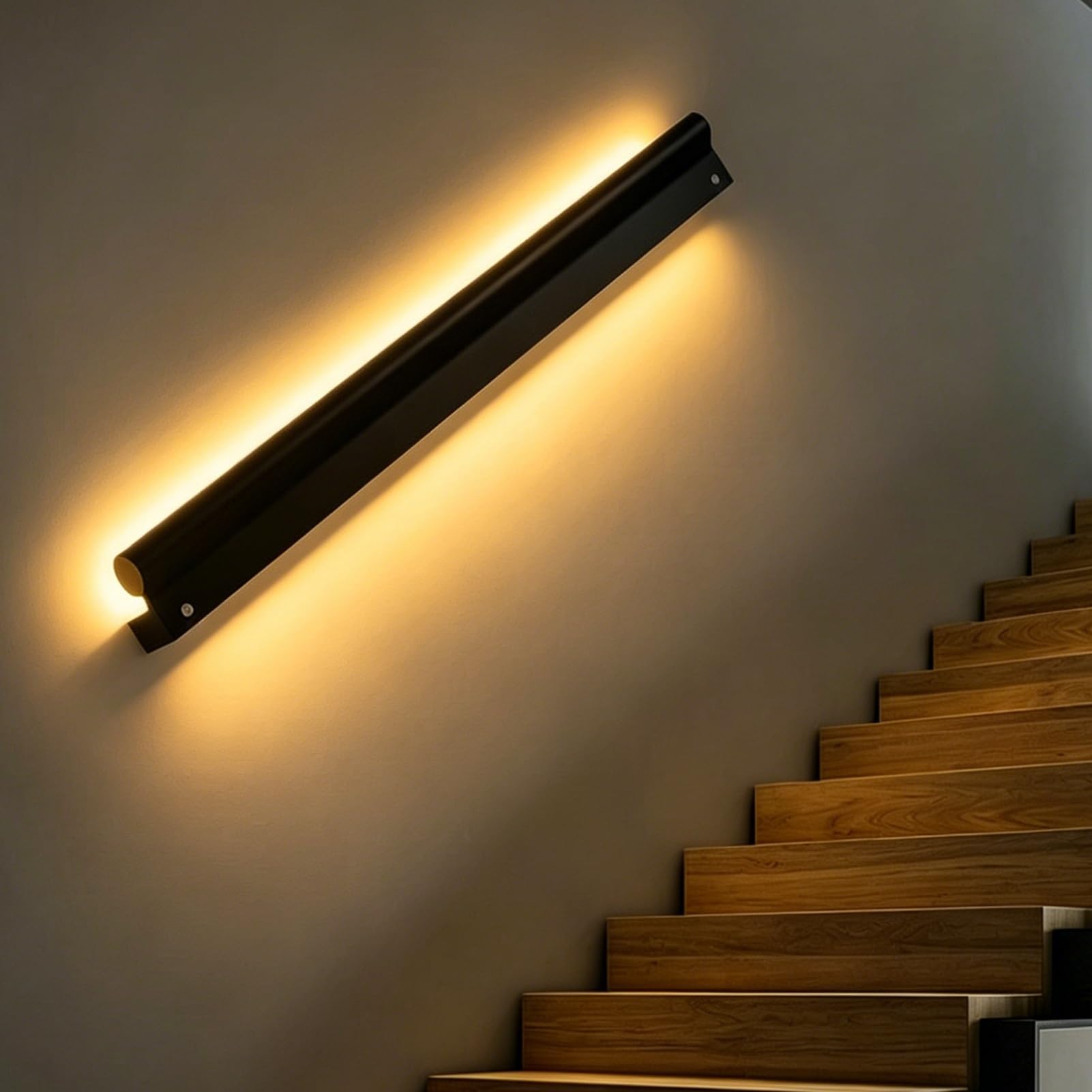 LED Lighting Stair Handrail for Safety & Ambiance, Illuminated Indoor Banister Handrail, DIY Cuttable Support Stair Railing with Motion Sensor(Warm Light,500cm/16.4ft)
