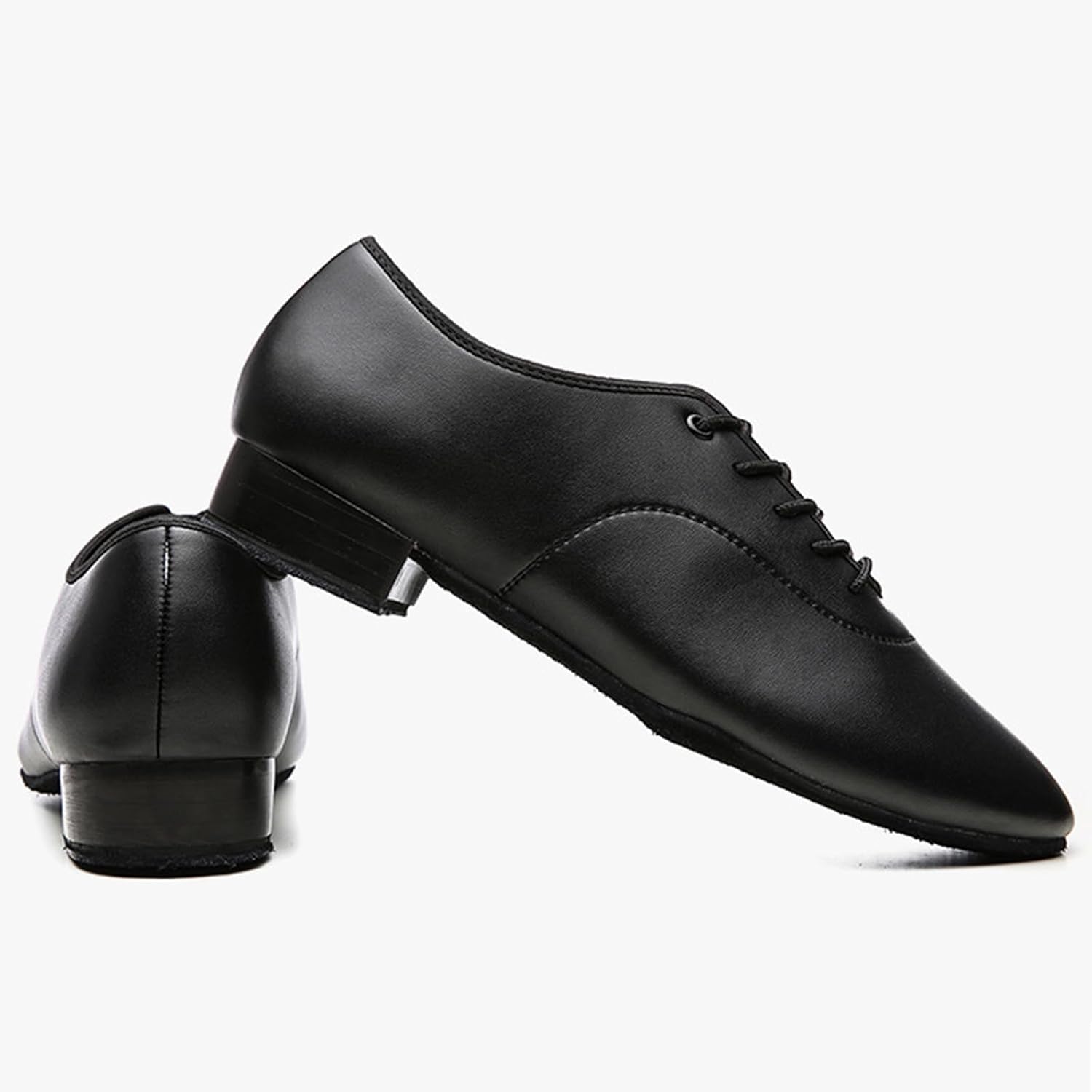 Men's Leather Ballroom Dance Shoes Lace-Up Modern 2.5cm Low Heel for Jazz Tango Latin Dancing