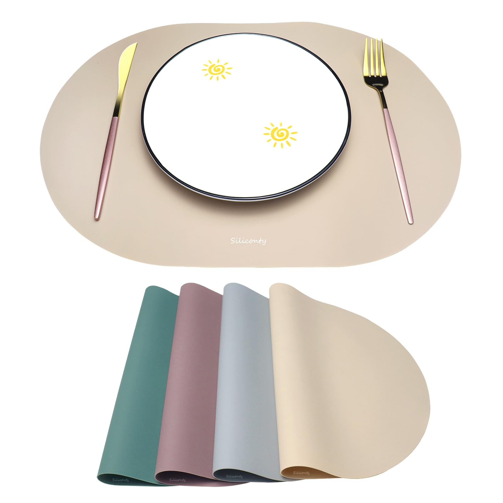 Placemat Silicone Mat Siliconty Easy Solid Color Meal Baking Cooking Surface Protection Heat-Resistant -20℃-220℃ High and Low Temperature Resistance Non-slip Easy to Clean Dishwasher Safe
