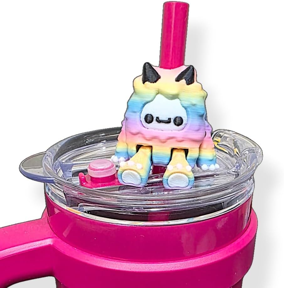 Bigfoot Straw Buddy - Cute Straw Topper Compatible with Stanley Cup & Other Tumblers - Secure cover with peachy ombre Yeti - Stanley Cup Accessories image 3