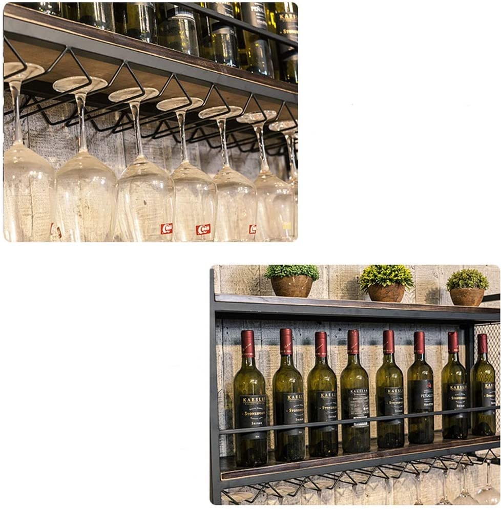 Soporte para botellas de vino de hierro montado en pared 100x20x55cm miniatura 3