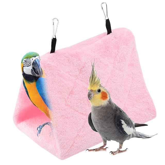 TOPINCN Peonía Loro Hamaca Aves Nido Cálido Suave Felpa Hamaca Colgando Carpa Jaula para Pájaros Loro…