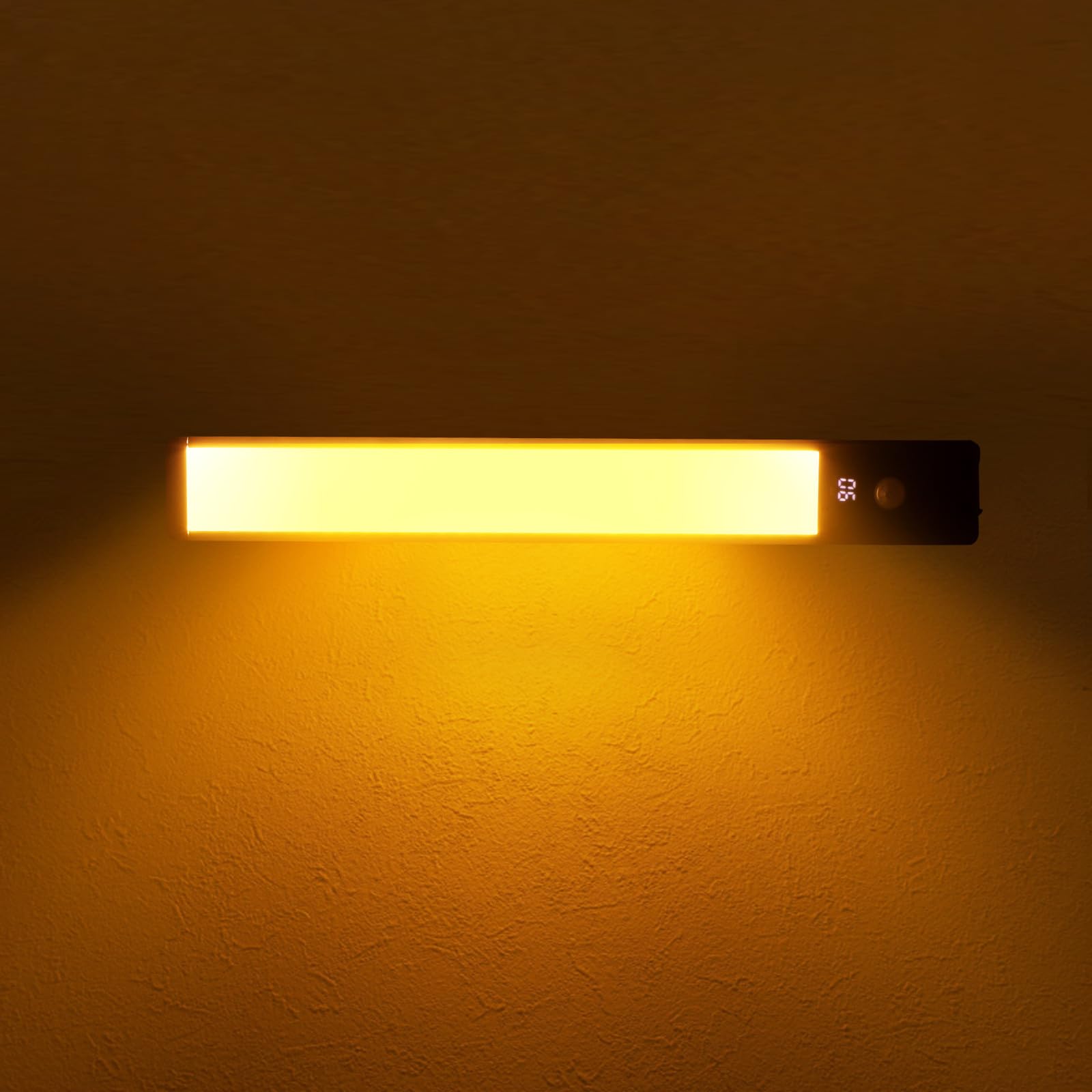 CALLARON 4 Piezas Luces LED Sensor de Movimiento y Batería Indicadora, Lámparas Negras de Aleación de Aluminio y Plástico para Iluminación Debajo del Escritorio o Entrada