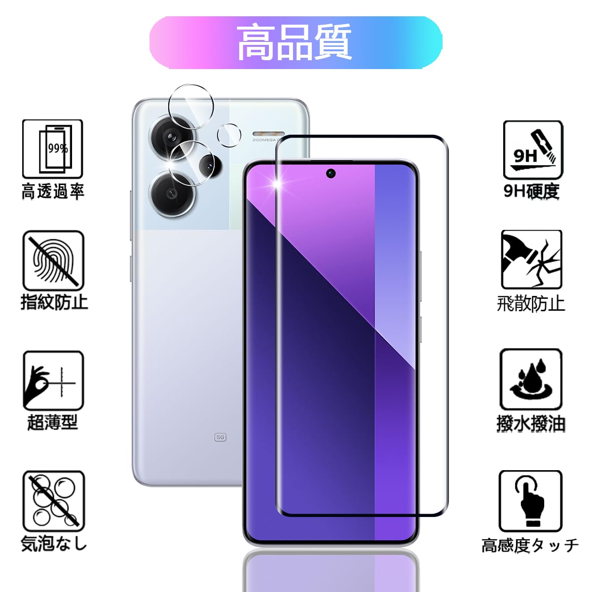 Amazon.co.jp: 【2+2枚セット】対応 xiaomi redmi note 13 pro plus 5g