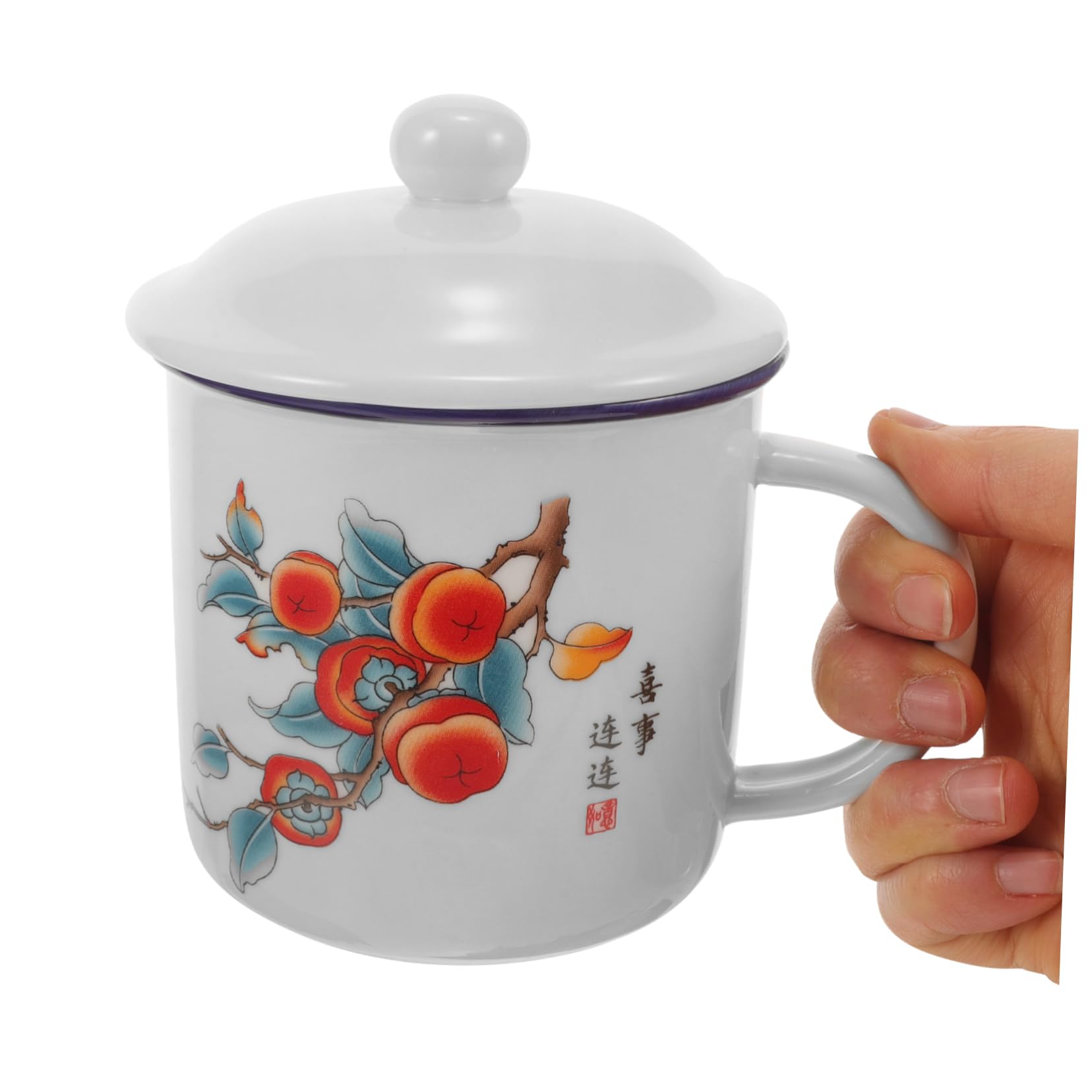 BESPORTBLE 3stücke Vintage Emaille Becher Mit Deckel Robuster Trinkbecher Für Outdoor-aktivitäten Praktischer Und Stilvoller Kaffeebecher Für Teeliebhaber Spülmaschinenfest Und Langlebig