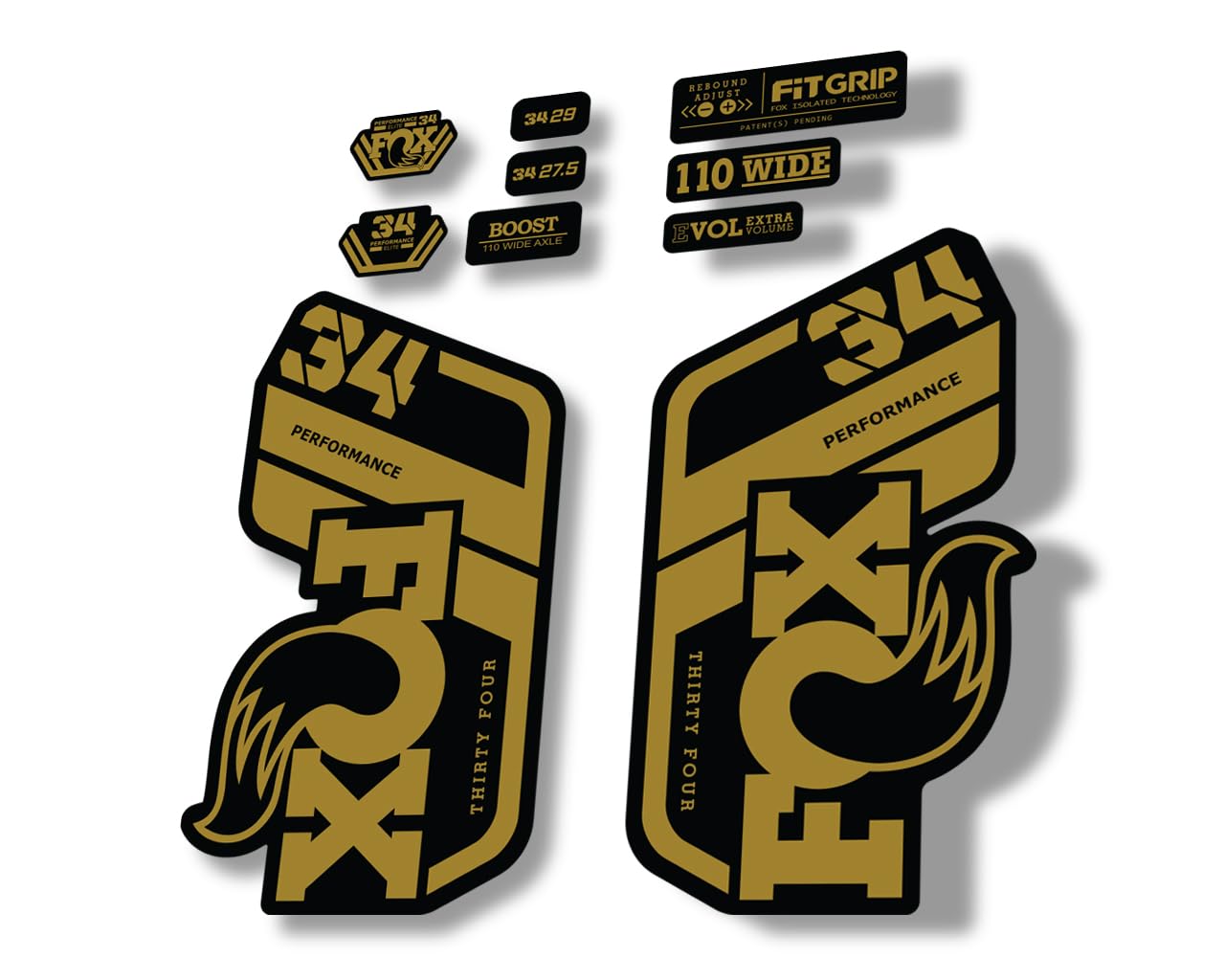 Fork Replacement Decal Sticker Compatibale for Fox 34 2021 Performance Series Gold (Matte)