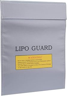 LiPo Guard,Fiber Li-Po Battery Safety Bag Fireproof Document Bag Resistant Explosion Guard for RC Batteries Protect Your Valuables Documents Money Jewelry 18 * 23CM Gray