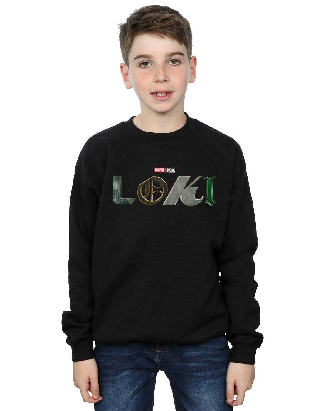 Absolute Cult Boys Black Marvel Loki Logo Sweatshirt Size 12-13 Years