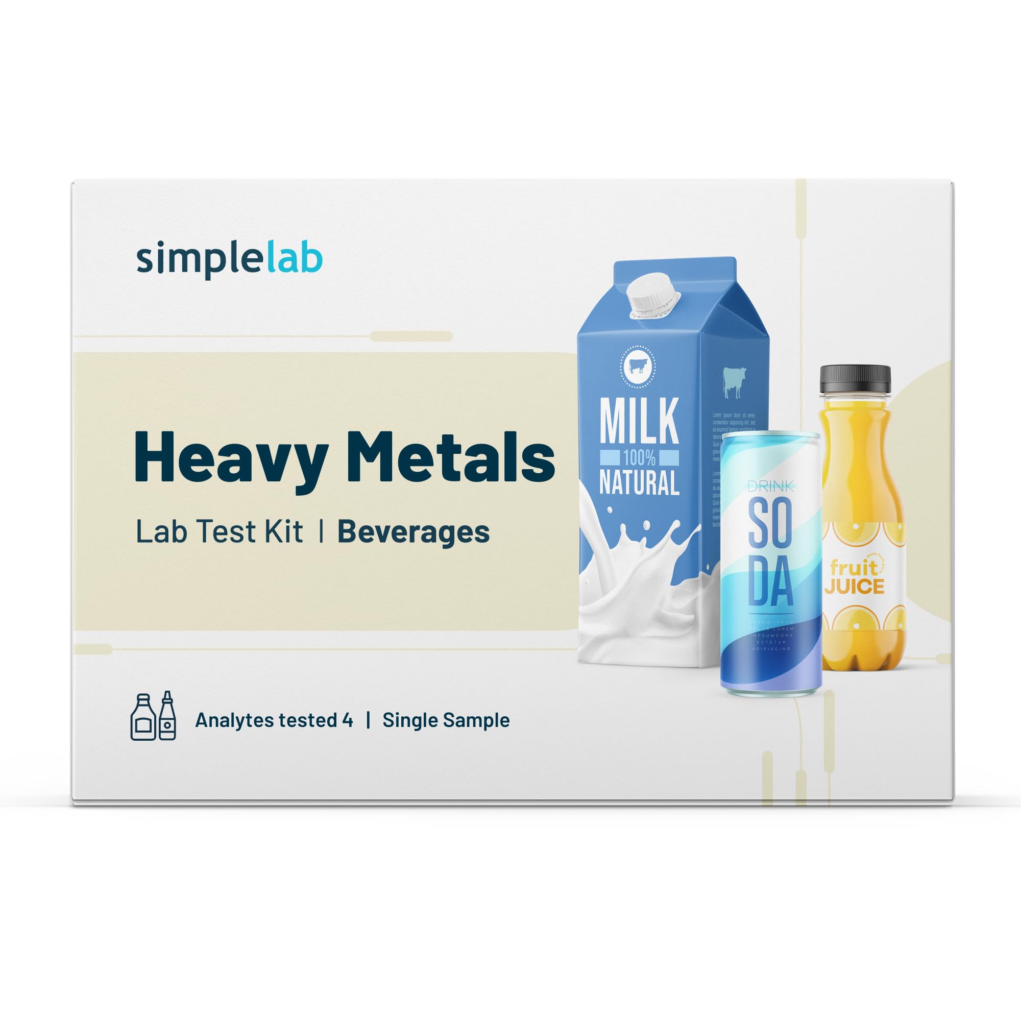 Heavy Metals in Beverages Test Kit by SimpleLab | Lab Analysis for Arsenic, Cadmium, Lead, & Mercury in Drinks or Liquid Foods