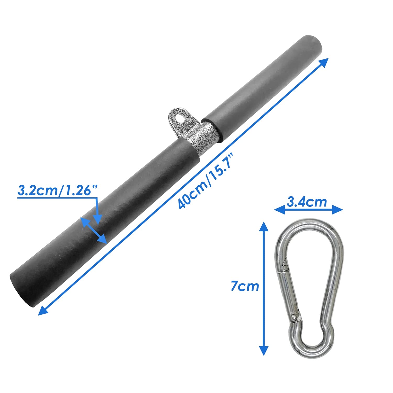 LAT-Zugstange für Kabelzug & Latzug – 40cm Gerade Stange mit Schaumstoffgriffen, Kompatibel mit Rudergeräten, Heimfitness-Zubehör und Krafttraining für Trizeps/Rücken