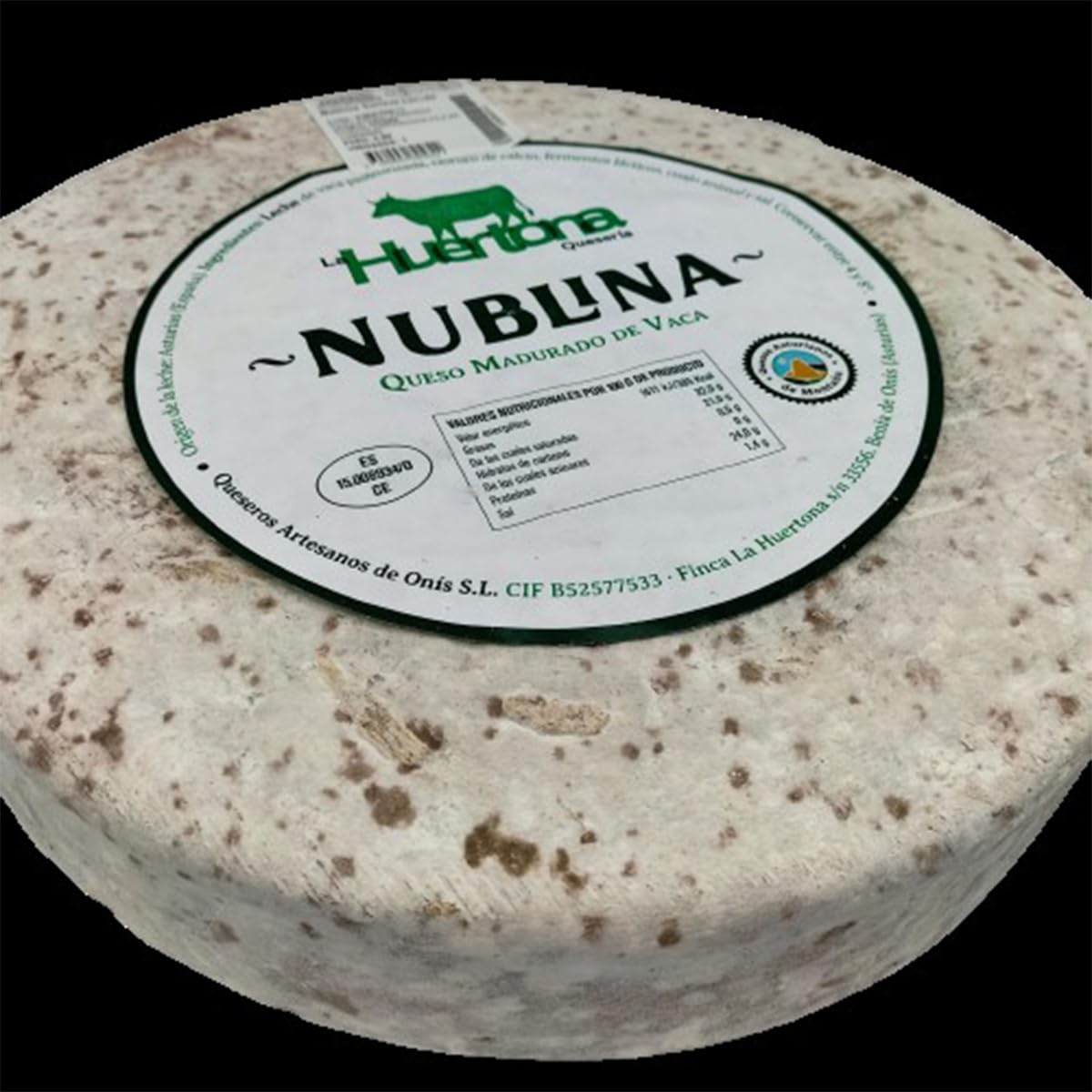LA HUERTONA Cuña de queso Asturiano NUBLINA de leche pasteurizada de vaca 230-270 gr., Origen Asturias, Envasado al vacío