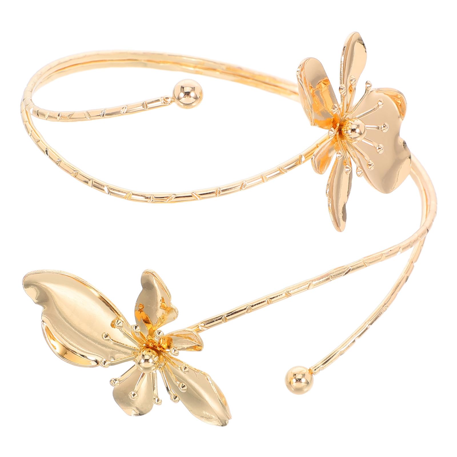 TOYZFRIENDY Brazalete Abierto Parte Superior del Brazo para Mujer Diseño de Adorno Metálico Dorado, Ajustable y Fácil de Poner para Bodas y Fiestas