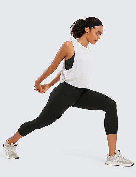 CRZ YOGA Womens Butterluxe Workout Capri Leggings with Pockets 19'' / 21'' / 23'',High Waisted