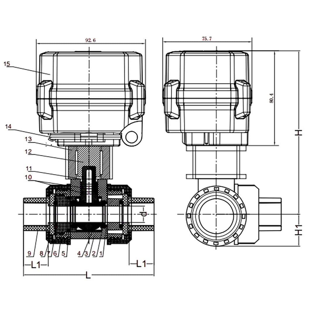 1 1/4" 12V CC valvola a sfera motorizzata con funzione manuale, 3 Vie valvola a sfera elettrica in PVC DN32, CR501