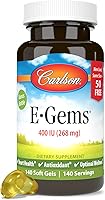 Vista 5 de Carlson - E-Gems 400 UI (268 mg), vitamina E de origen natural, bienestar óptimo, 140 geles blandos
