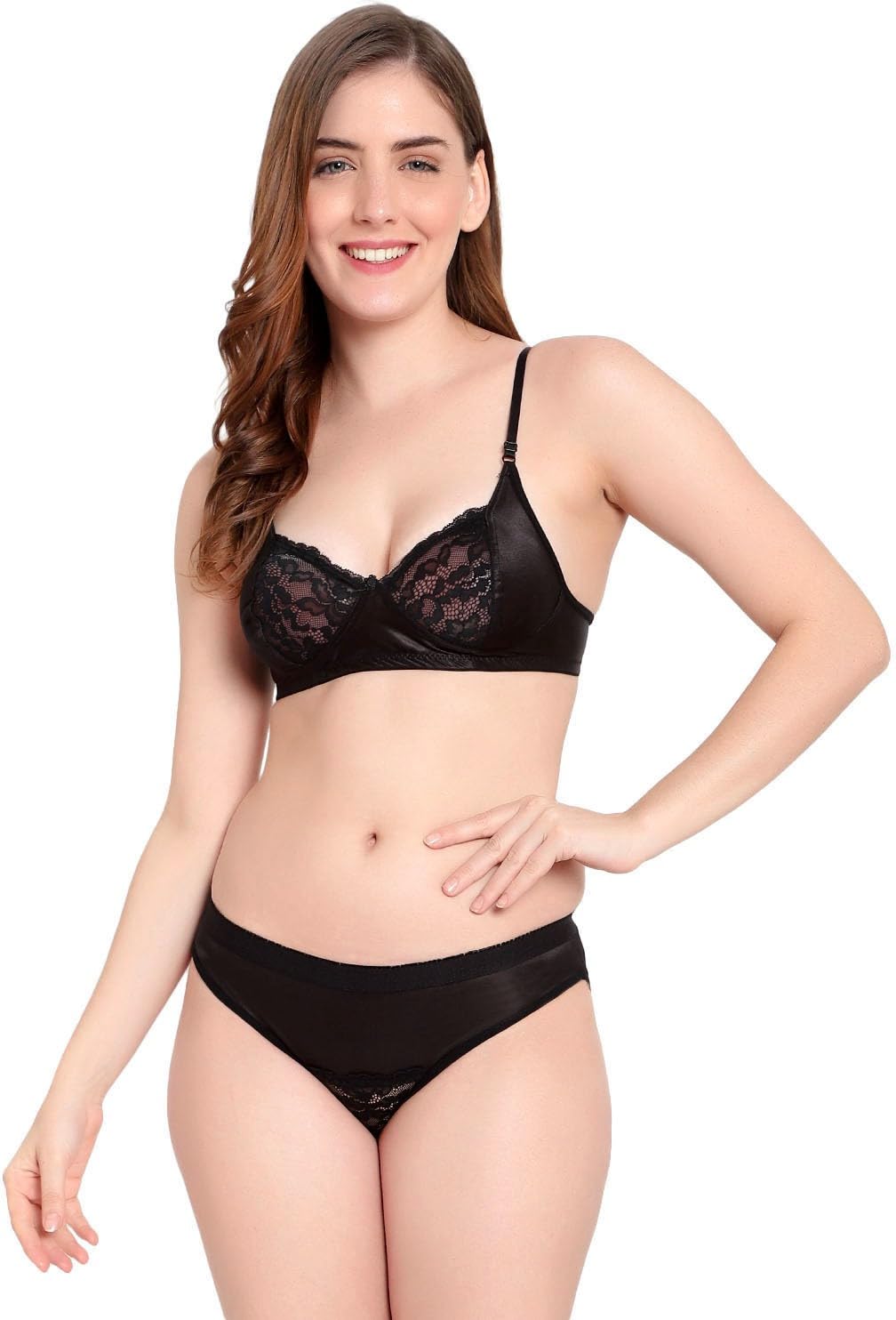 Women Stylish Cotton Bra and Underwear Set (JHA_Satan_Black_30Apt)-picture-42
