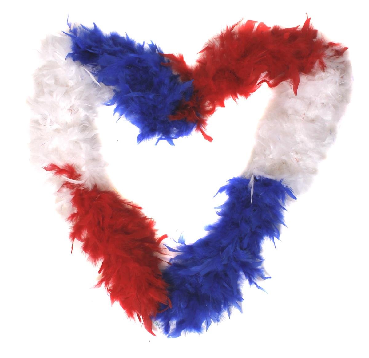 RED, WHITE AND BLUE FEATHER BOA - UNITED KINGDOM FLAG COLOURS FEATHER BOA SPORTS UNION JACK BOA (PACK OF 1)