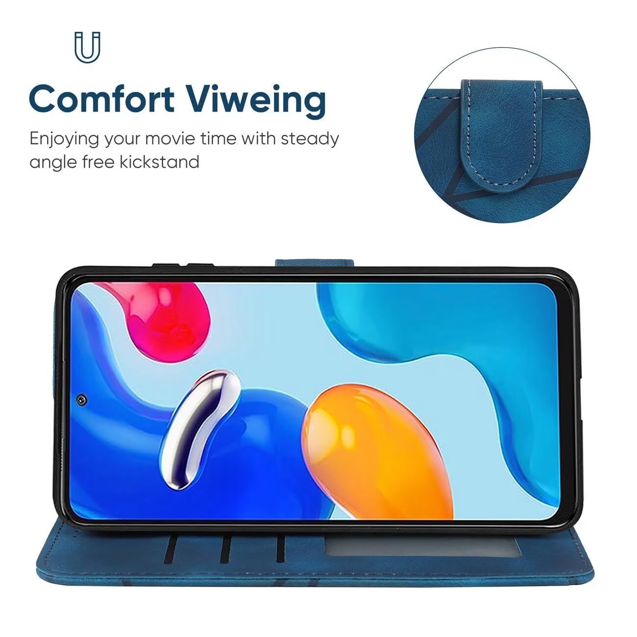 Wanyuexes Case for Redmi Note 11 4G 2022 Case, Redmi Note 11S Wallet Case with Tempered Glass Screen Protector - Image 3