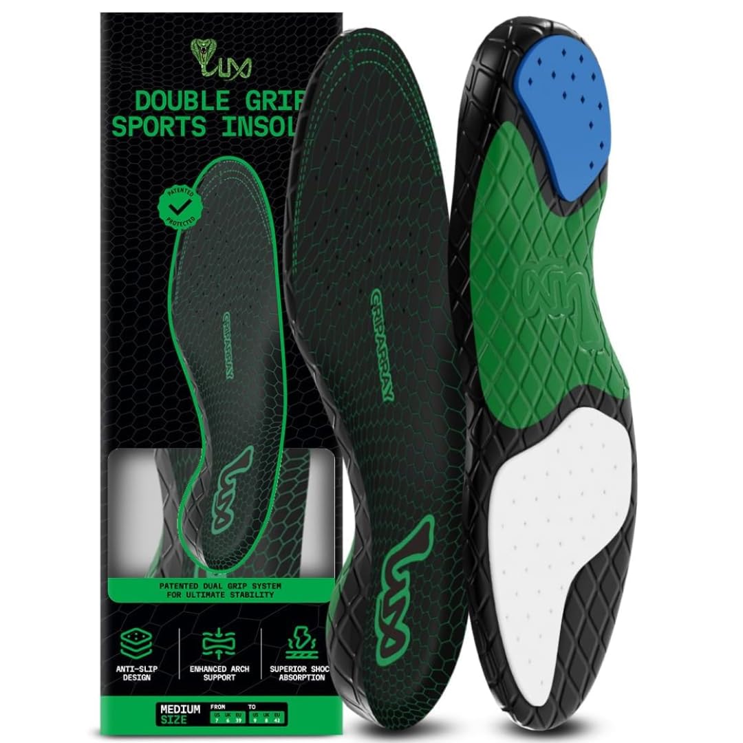 LUX Sports Shock Absorbing Athletic Insoles - Size High S (Men 6.5-8/Women 8-9.5), Multicolor - Football Cleat Inserts for Flat Feet & Running Shoe Insoles & Basketball Shoe Inserts