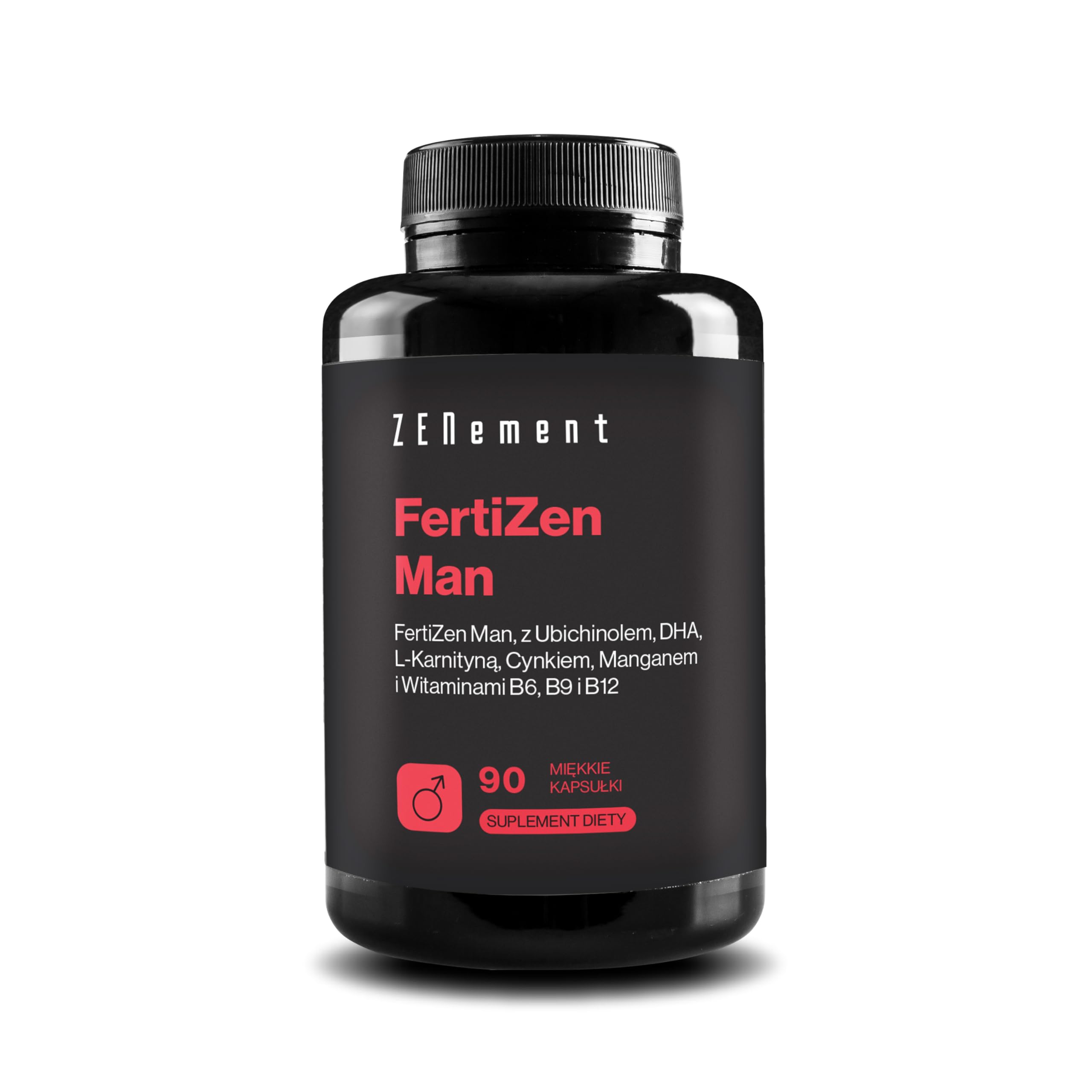 FertiZen Men - Formuła dla Płodności i Reprodukcji Mężczyzn - z Ubiquinolem, DHA, L-Karnityną, Cynkiem i Witaminami B6, B9 i B12-90 Miękkich Kapsułek - 1 Miesiąc Stosowania - Zenement