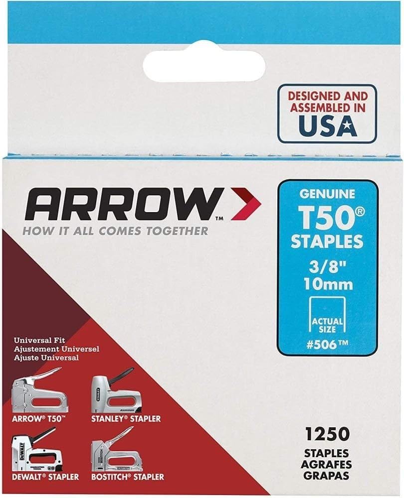 Arrow Fastener 506 Genuine T50 3/8-Inch Staples, 1250-Pack - 3 Pack