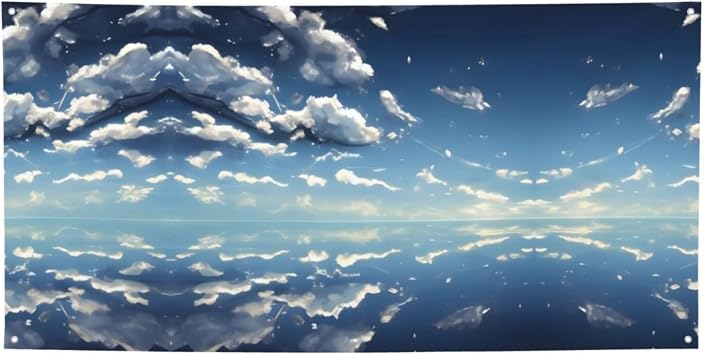 Halloween Party Banner Small, Blue Sky and White Clouds Theme, for Wall Garden Bar Outdoor Photography Background, Polyester
