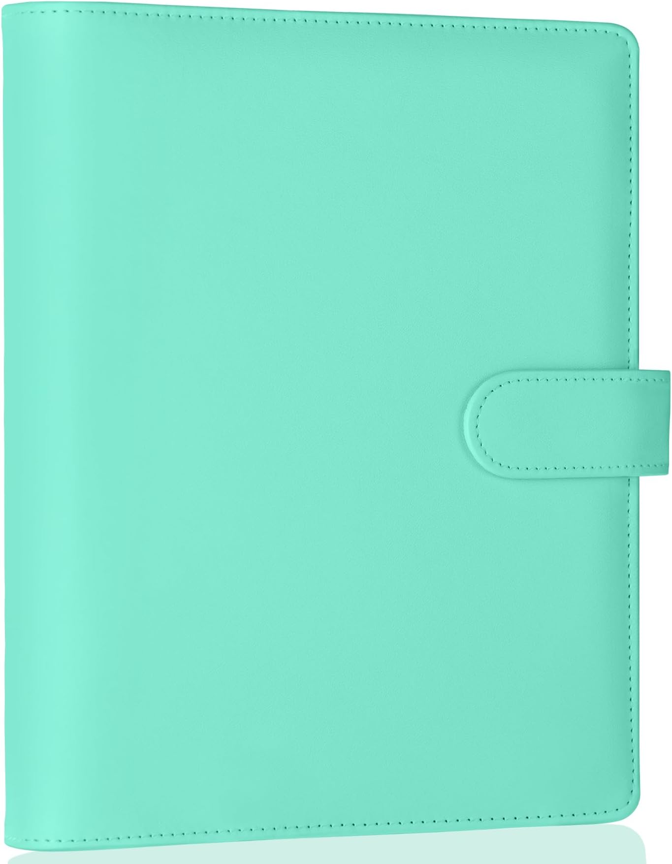 Antner A5 Notebook Binder 6 Ring Refillable Budget Planner Cover for Cash Organizer, PU Leather Loose Leaf Photocard Holder Aesthetic Binder with Magnetic Buckle for A5 Planner Inserts, Light Green