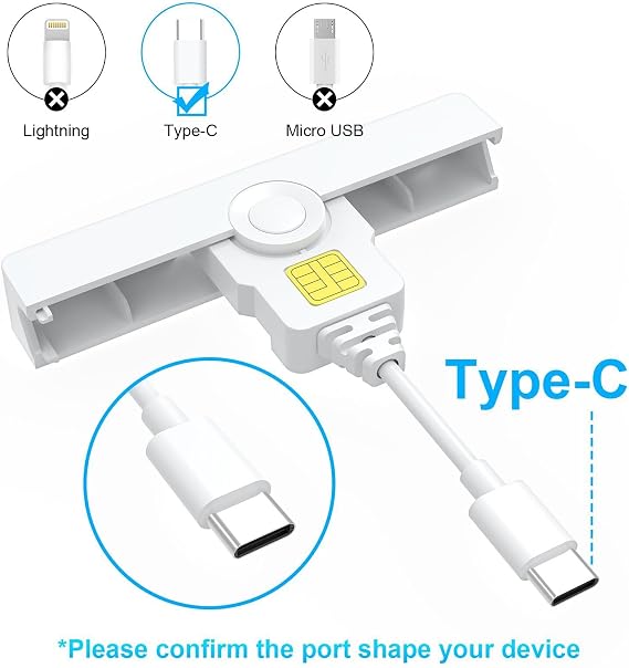USB C CAC Reader - USB C DOD Military USB Common Access CAC Card Reader - Mini Fold and Portable Smart Card Reader Compatible with Windows, Mac OS Plug and Play