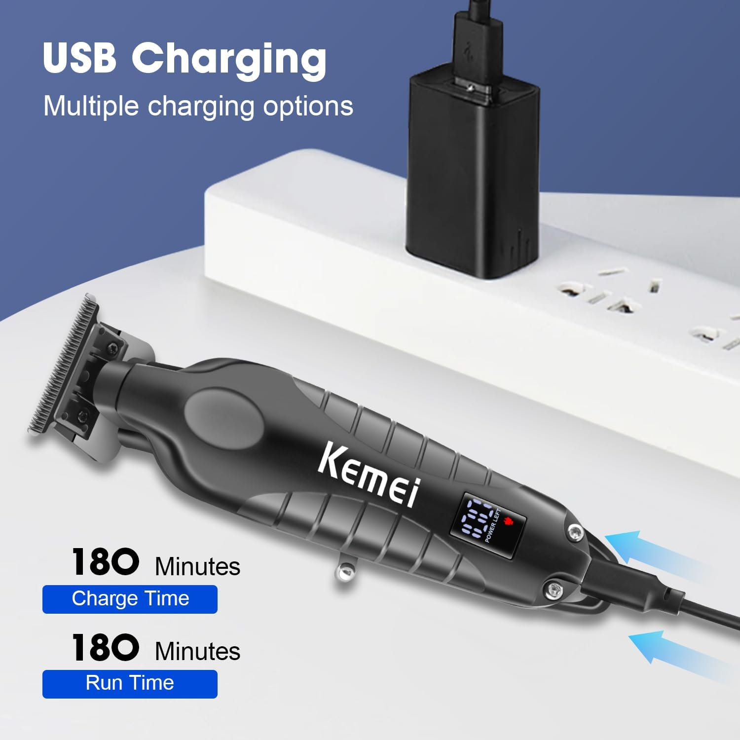 KEMEI Professional Hair Clipper for Men,Cordless Rechargeable Hair Clipper, Clipper and Trimmer for Hair Cutting, Haircut Clipper, Gift for Men - Image 5