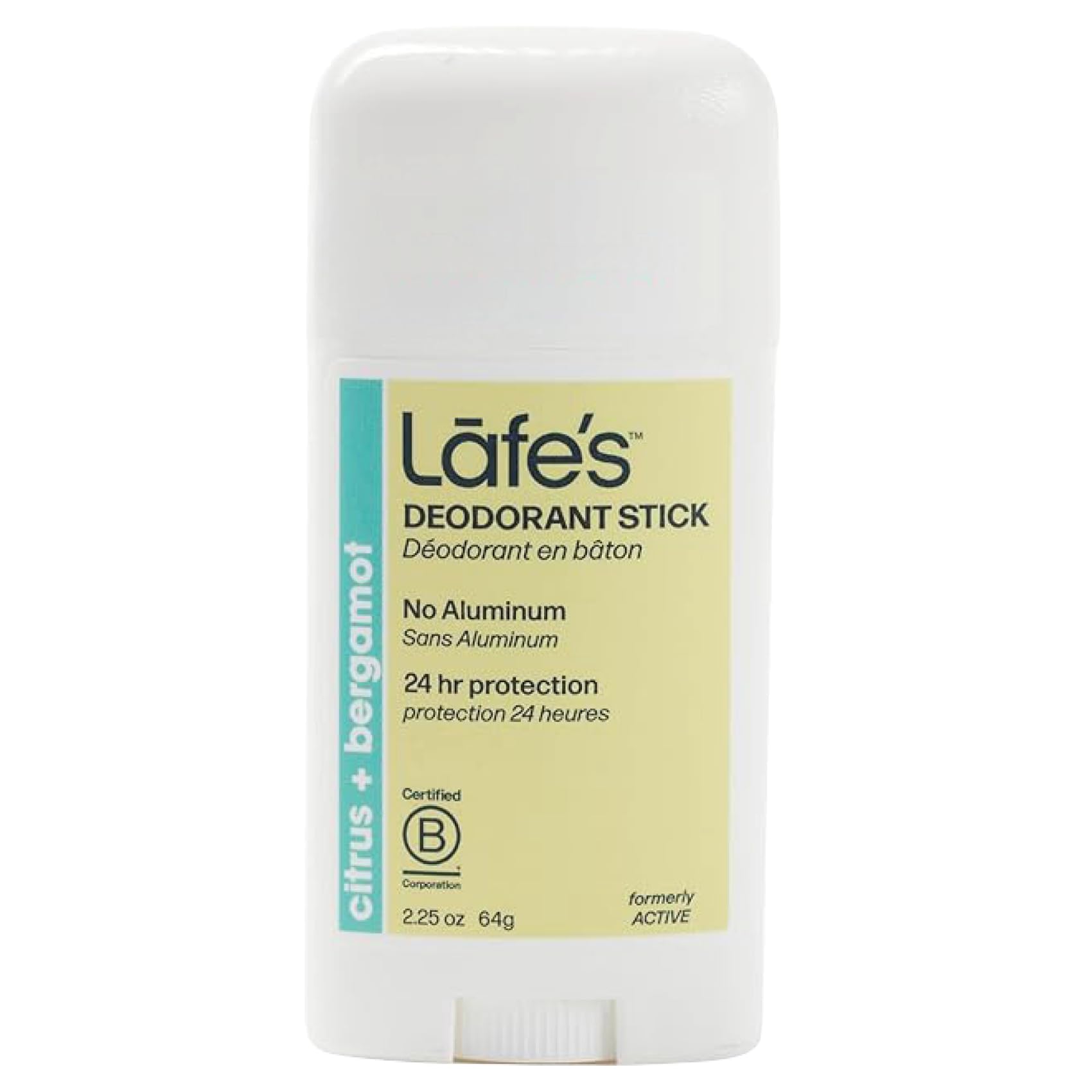 Natural Deodorant | 2.25oz Aluminum Free Natural Deodorant Stick for Women & Men | Paraben Free & Baking Soda Free with 24-Hour Protection | Citrus & Bergamot - Formerly Active