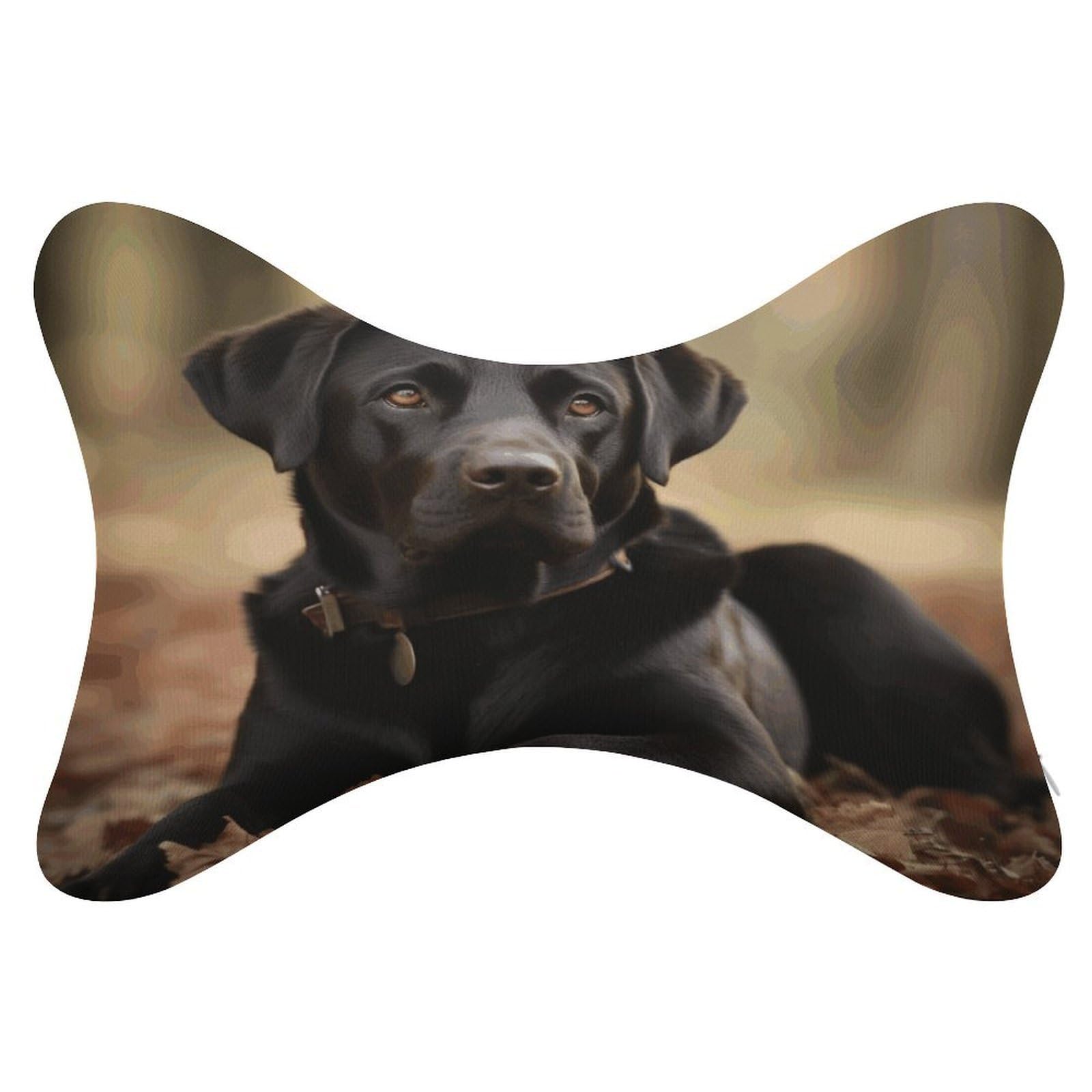 VstaDank Cute Labrador Dog Car Neck Pillows 2 Pack Removable Ergonomic Cervical Support Pillow Fashion Cozy Bone Shaped Pillows Soft Car Headrest Pillow for Office Airplane Most Car