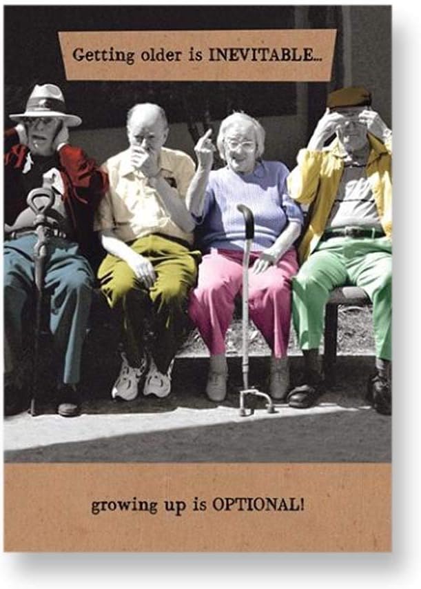 Humorous Male/Female Birthday Card (PIG-RW198A) - Getting Older is Inevitable. Growing Up is Optional! - Humorous Greeting Card for Him/for Her from The Riff Raff Range
