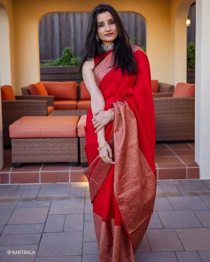 Image of Yashika Women Banarasi Kanjivaram Silk Saree Set with Blouse |saree for Women | Saree | New Sari
