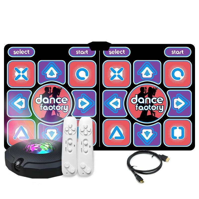 VRUIVR Dancing Mat Double User Wired Dance Mat Game Non-Slip with 2 Remote Controller Multi-Function Home Game Mat for PC TV