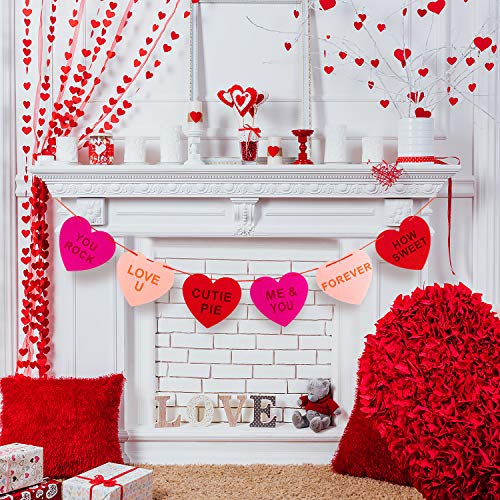 Whaline Valentine's Day Felt Heart Garland Banner For Indoor Outdoor Wedding Engagement Anniversary Party Favor(9.8 Feet) #TOP4
