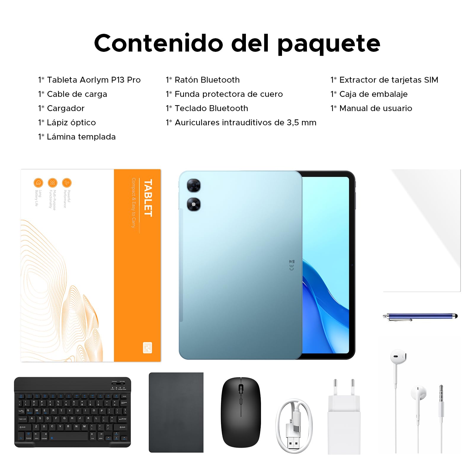 P13 Pro Tablet 13 Pulgadas 120Hz Android 16, 48GB RAM + 256GB ROM(TF 2TB), Tablet con Teclado y Lapiz, T7280 Octa-Core, 12000mAh/18W, 16MP+8MP, Gemini AI, Widevine L1, Face ID, Dual SIM 4G, Azul