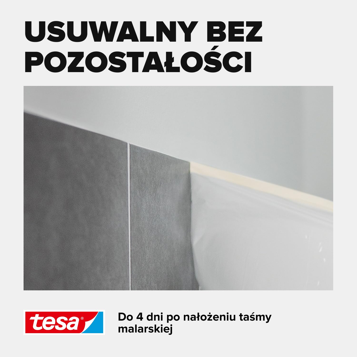 tesa Easy Cover UNIVERSAL folia malarska 2w1 - ochronna folia malarska oraz taśma maskująca zabezpieczająca krawędzie - 17m x 2,60m