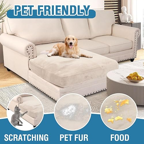 Miniatura 3 de H.VERSAILTEX Funda elástica de terciopelo para sofá modular individual para sofá en forma de L, tanto para zurdos como derechos, protector de