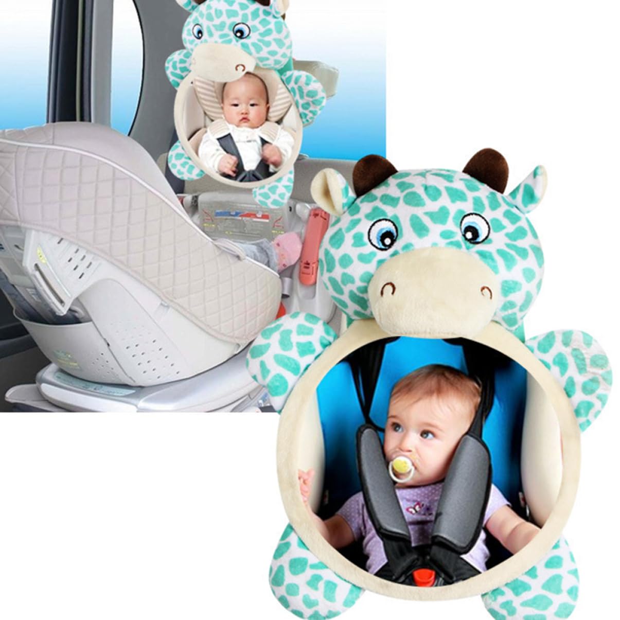 Gatuida 3piezas Espejo De Observación Infantil Ajustable Para Asiento Espejo Retrovisor Práctico Forma De Ciervo Visibilidad Completa De Bebés y Entorno Fácil Instalación y