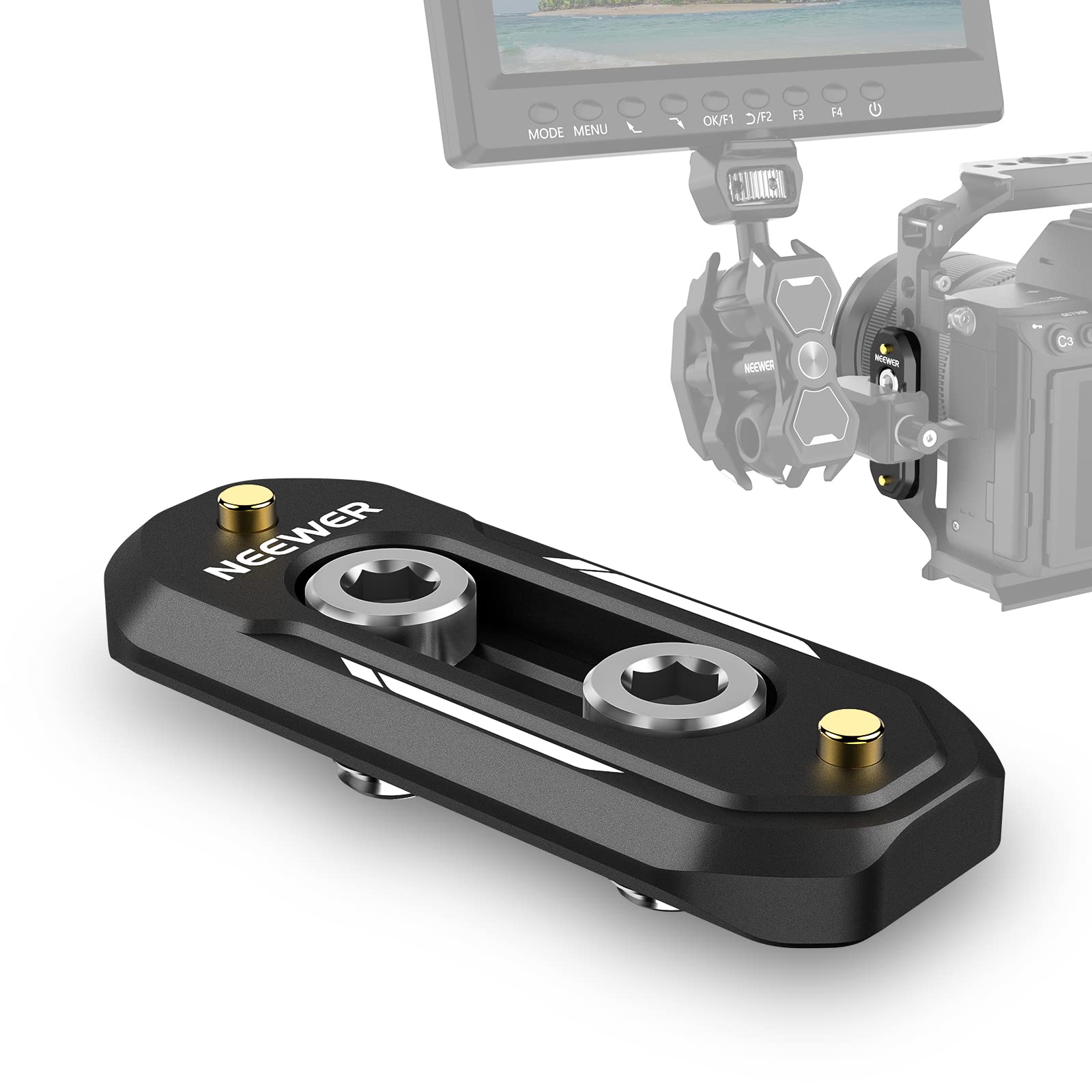 NEEWER2 inch/48 mm Mini NATO Rail, Quick Change NATO Rail with 1/4 Inch Screws and Safety Pins for NATO Handle, Camera Cage and Field Monitor, Compatible with SmallRig Cage, UA003