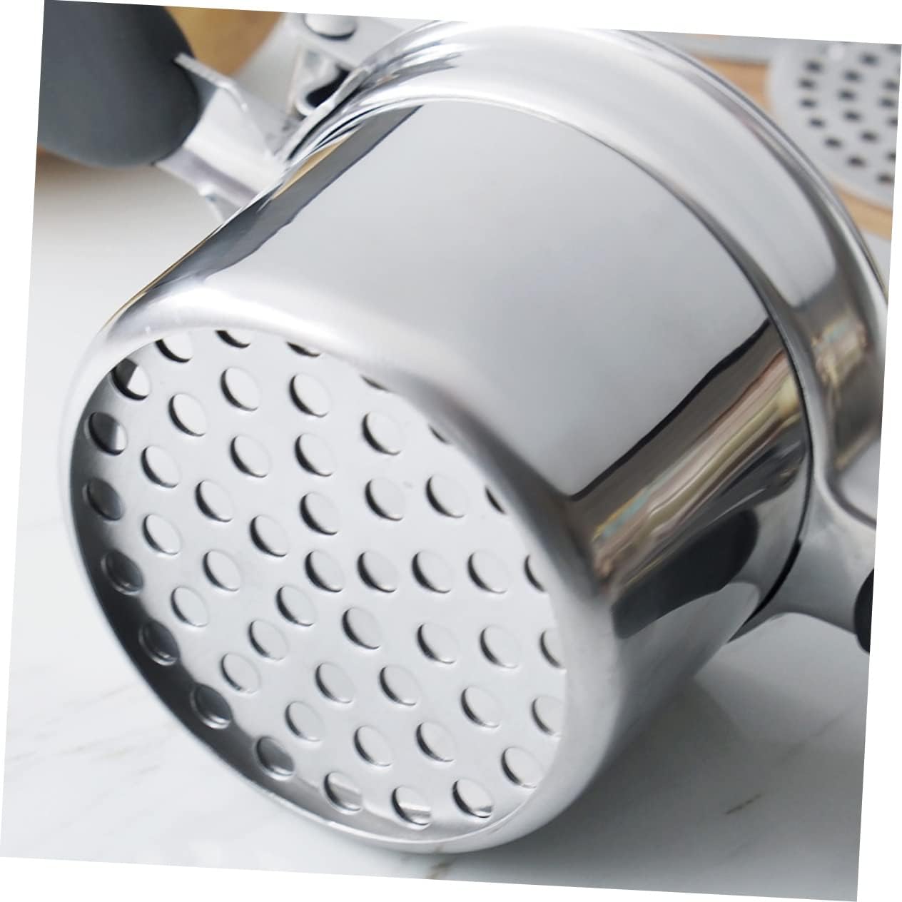 COLLBATH Non Slip Potato Ricer with Silicone Handle Food Pressing Tool for Easy Mashed Potatoes Vegetables Fruit Includes Interchangeable Disks for Versatile Sizing