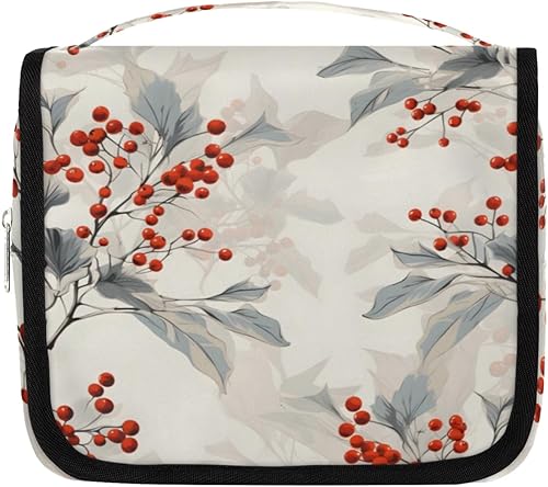 The Christmas Art Theme Toiletry Bag for Women, Travel Makeup Organizer with Hanging Hook, Traveling Cosmetic Bags for Toiletries Accessories