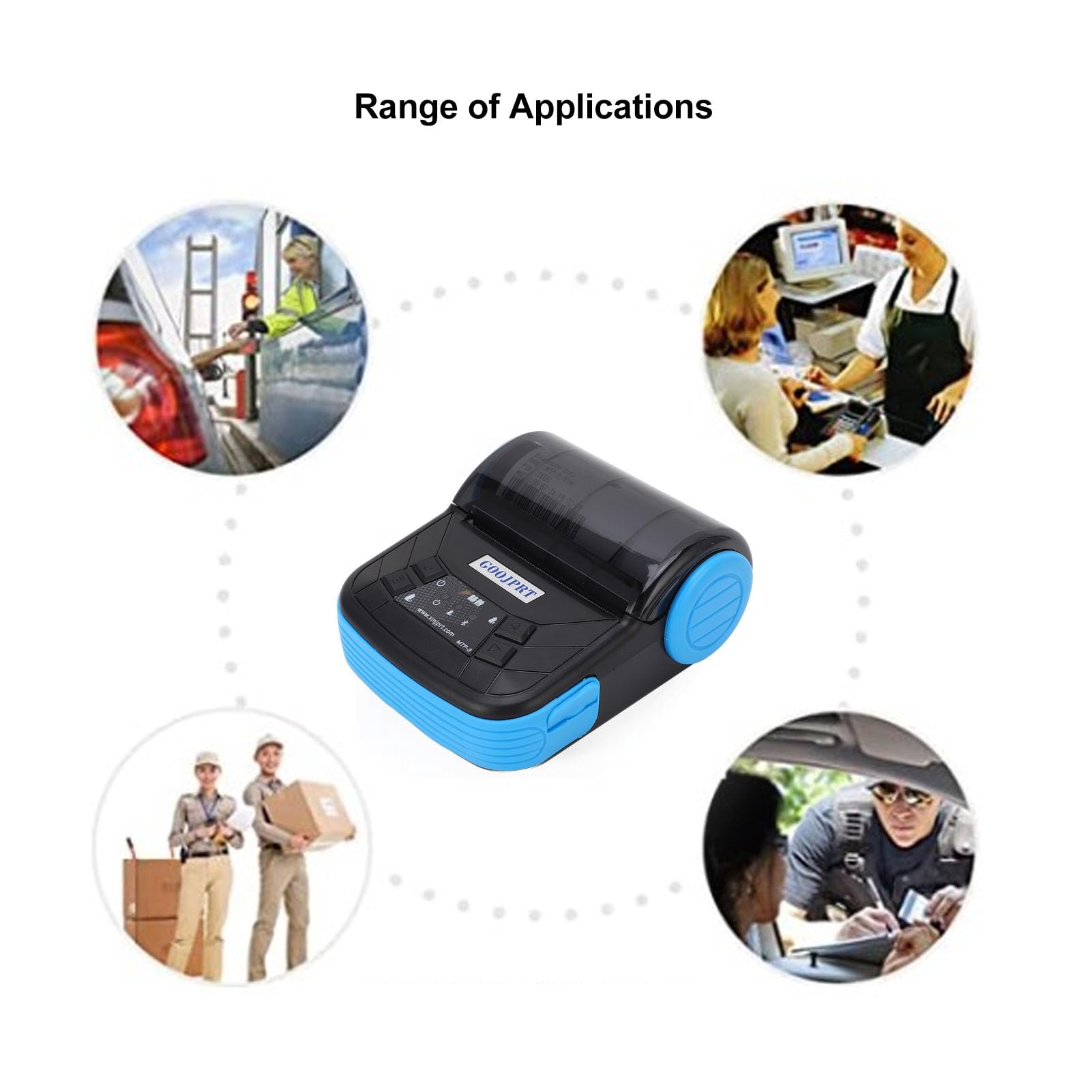 Impresora Térmica 80mm Bluetooth Impresión Inalámbrica Amplia Compatibilidad Impresora Portátil de Recibos de bajo Ruido para el Hogar Oficina Viajes de Negocios