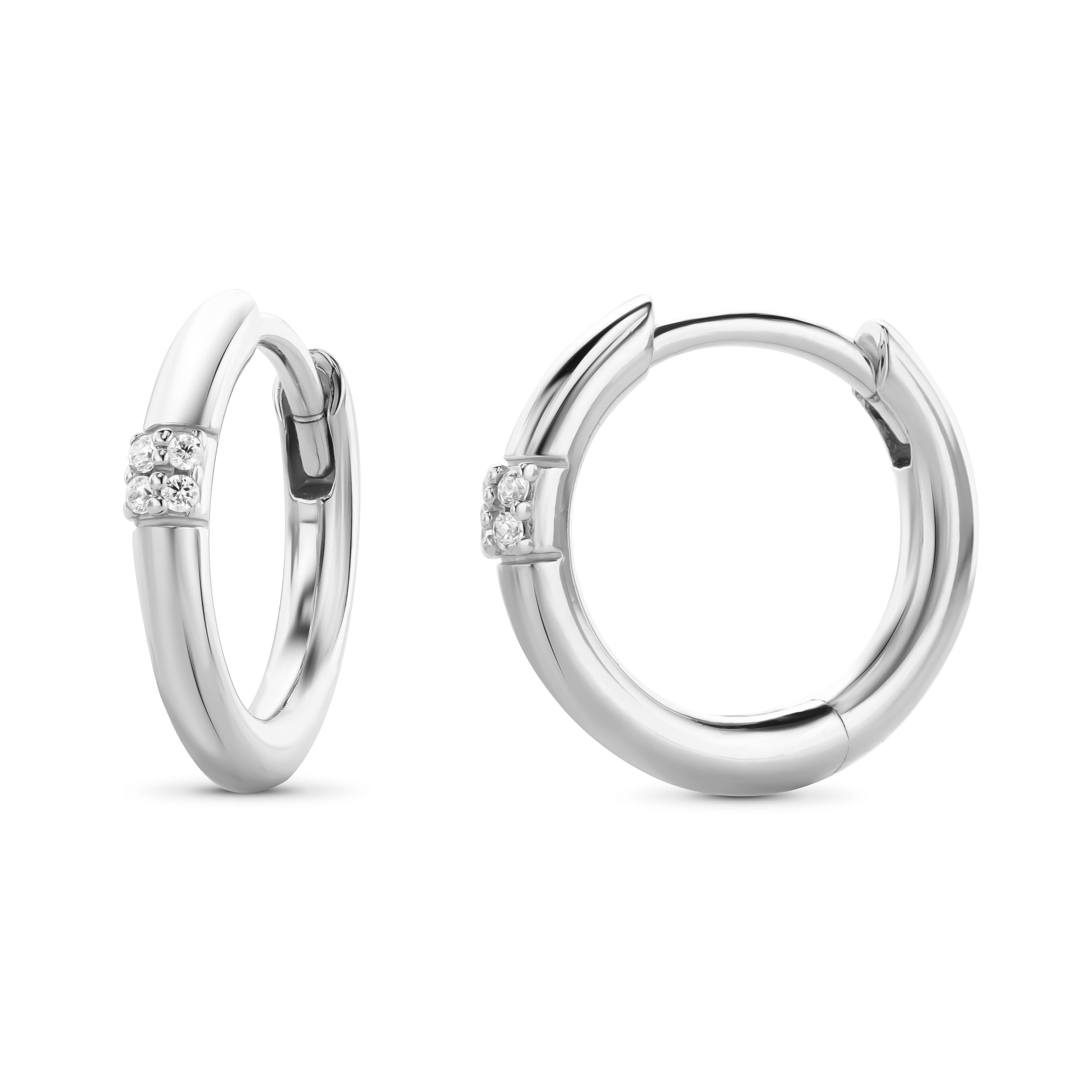 Miore Orecchini Donna Argento e Placcati Oro Giallo 18K, Orecchini cerchio in Argento 925 e Zirconi Brillanti. Orecchino Classico a Lobo anallergico.