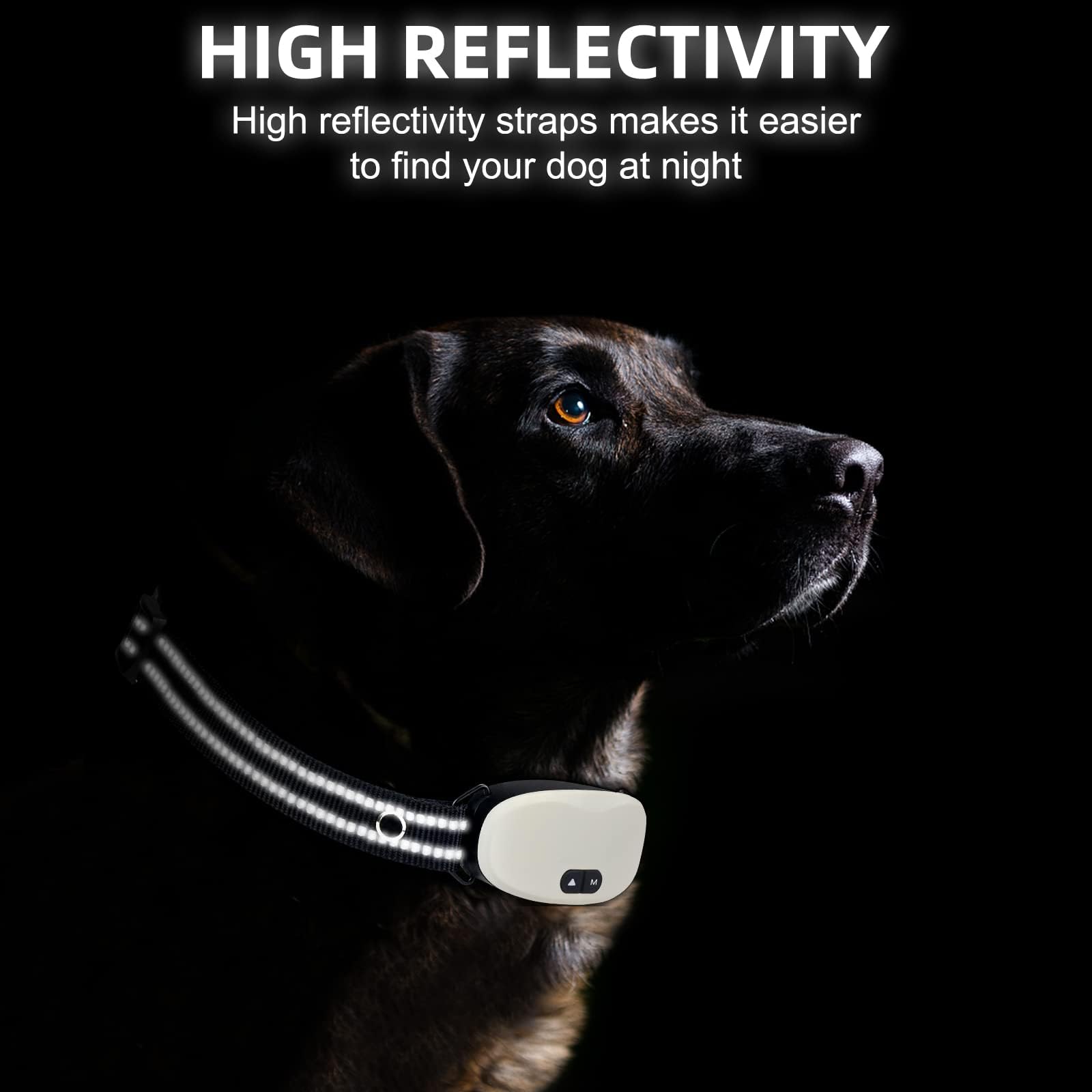 Collar Replacement Strap, Reflective Replacement Nylon Collar Strap Dog GPS Training Bark Receiver Collars, Durable Adjustable E Collar Straps for Small Medium Large Dogs, Black