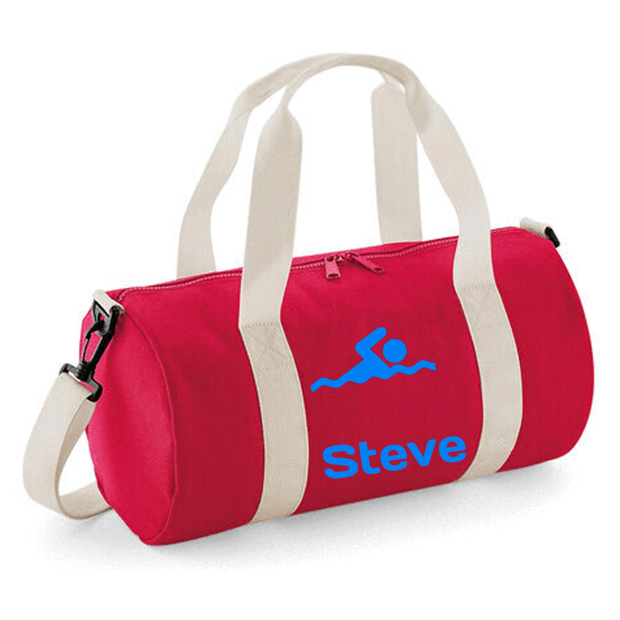 Always Looking Good Personalised Swimming Barrel Bag Sports Holdall for Boys & Girls, 12L Durable Gym Bag Training Kit Bag, 20x20x40cm Stylish Sports Equipment Storage - Red