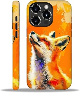 for iPhone 16 Pro Max Case,Red Proud Fox Head Pattern for Girl Women Boy Hard Hybrid Shell Shockproof Silicone Full Body Protective Case for iPhone 16 Pro Max