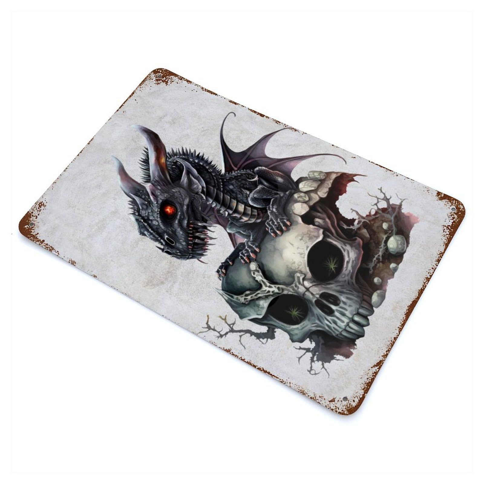 The Obsidian Dragon 11.8"x7.9" Vintage Metal Tin Sign, Novelty Wall Decor for Basement, Hobby Room And Garage Decor